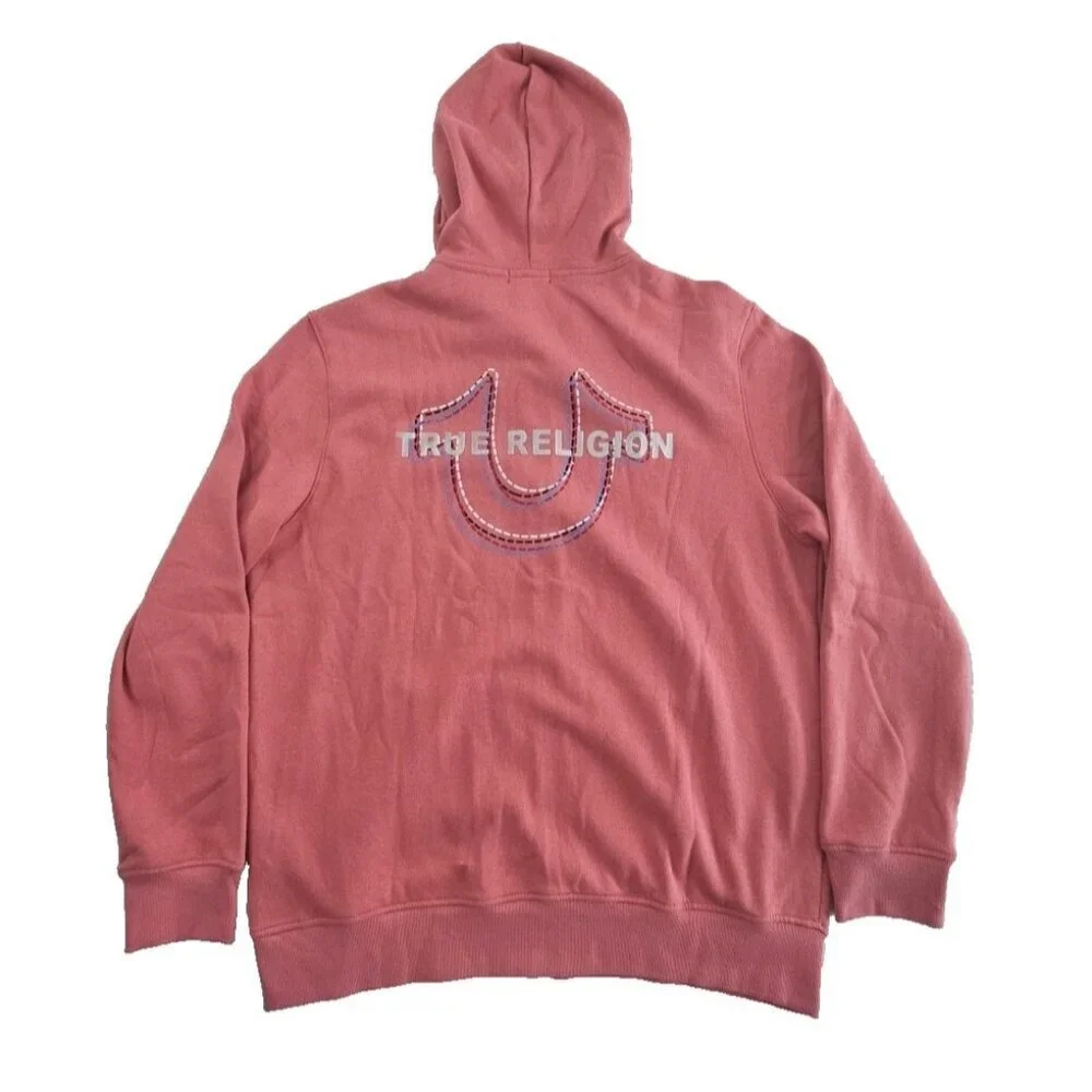True Religion Full Zip‎ Fleece Hoodie Men's XL Brandied Apricot NEW Logo NWT
